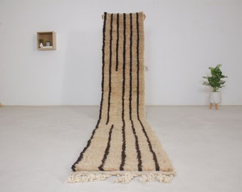 Moroccan Brown Runner rug - hallway runner rug - Brown Beni ourain rug - Berber Runner rug