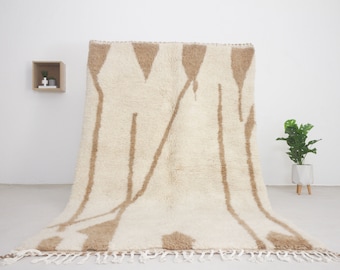Moroccan rug white and brown - Handwoven Modern living room rug - White and Brown Beni ourain rug - Contemporary Moroccan area rug