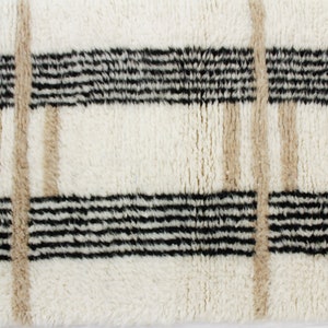White Moroccan Runner rug hallway runner rug moroccan White and Brown Beni ourain rug Genuine lamb Wool image 6