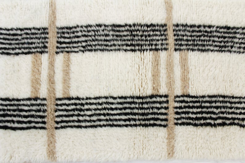 White Moroccan Runner rug hallway runner rug moroccan White and Brown Beni ourain rug Genuine lamb Wool image 6