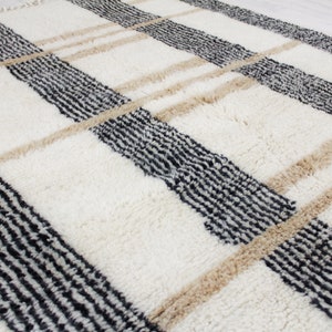 Moroccan rug white Handwoven Modern living room rug White and Brown Beni ourain rug Contemporary Moroccan area rug image 4