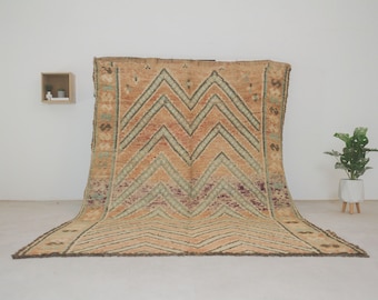 Vintage moroccan rug - large Pink vintage rug - 6x12 rug - Authentic Boujaad Berber rug