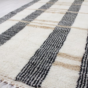 Moroccan rug white Handwoven Modern living room rug White and Brown Beni ourain rug Contemporary Moroccan area rug image 2