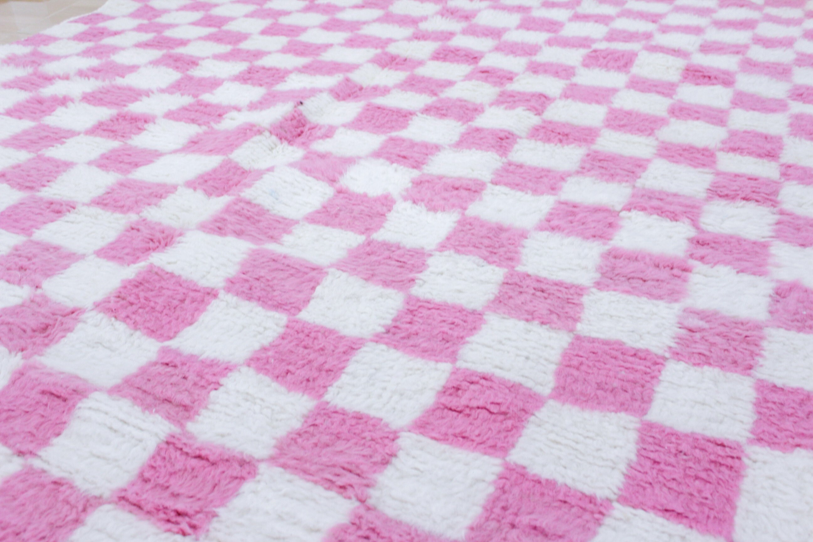 Moroccan Pink and White Checkered Rug Morocco Checker Rug Etsy