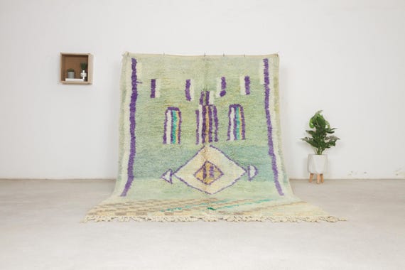 Colorful Moroccan rug - Green moroccan rug - 5x8 cool rug - abstract berber rug