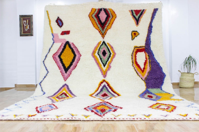Beni ourain rug kilim rug living room rug home decor fabric colorful carpet moroccan rug tapis azilal soft wool image 1