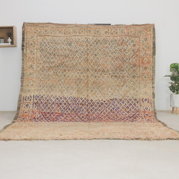 Vintage moroccan rug - Old berber rug - Purple and peach 6x9 rug - Authentic Moroccan vintage rug