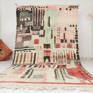 Colorful Moroccan Area Rug - 5x8 Red and pink Boujaad Rug