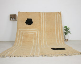 Moroccan rug white and brown - Handwoven Modern living room rug - White and Brown Beni ourain rug - Contemporary Moroccan area rug