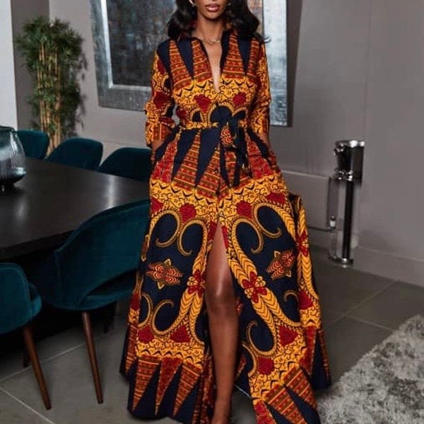 Sana African Print Dress,African clothing for women, African Long Dress, African Dress for Women