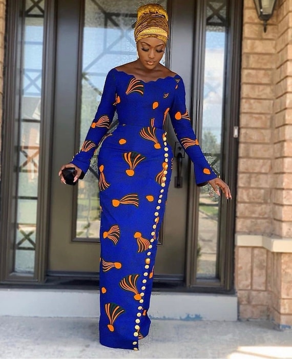 Muna African Print Dress,african Clothing for Women, African Long Dress,  African Dress for Women 