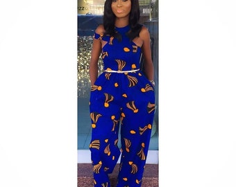 Arica African Jumpsuit, Ankara Jumpsuit, African women’s clothing,Wide leg Jumpsuit,African Print Jumpsuit,