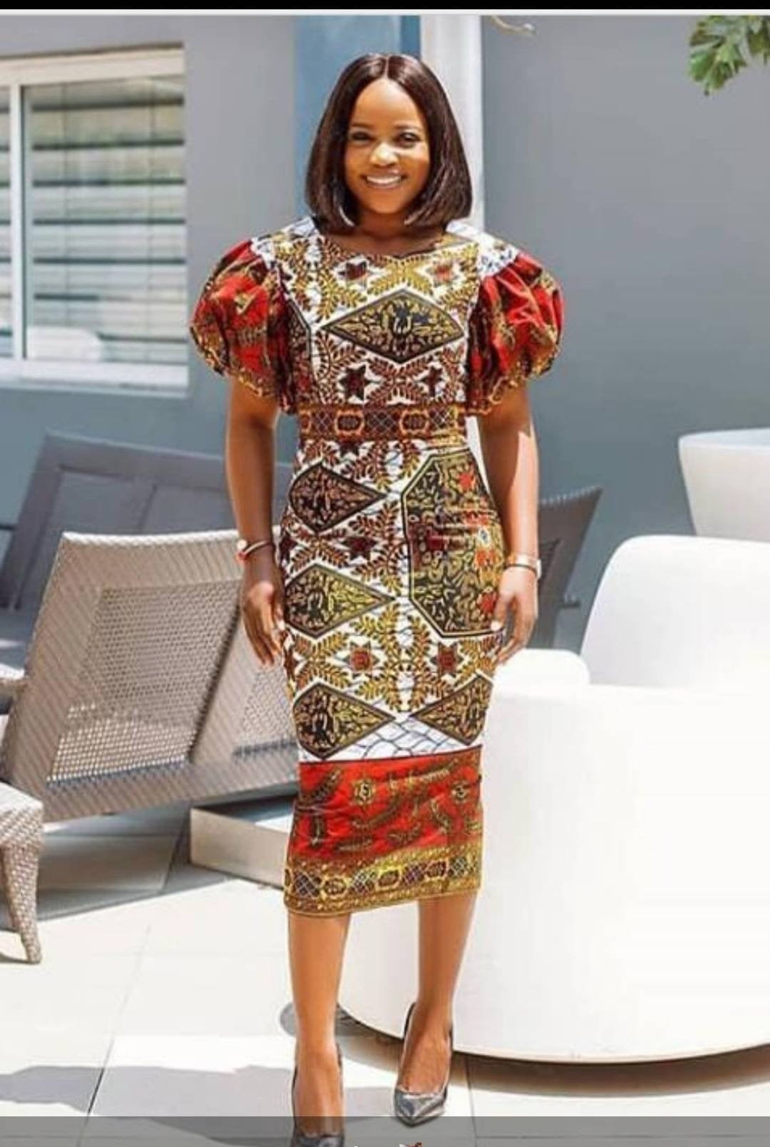 Aiza African Print Midi Dress, African Clothing for Women, Ankara Midi ...