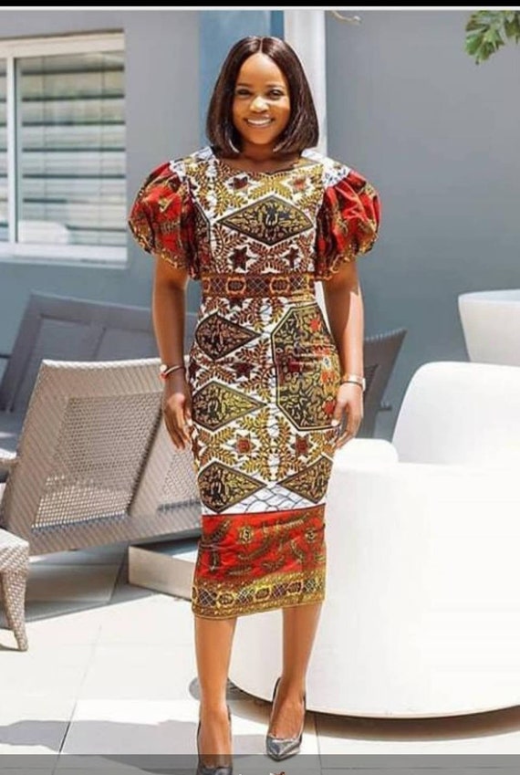 Aiza African print midi dress African clothing for women | Etsy