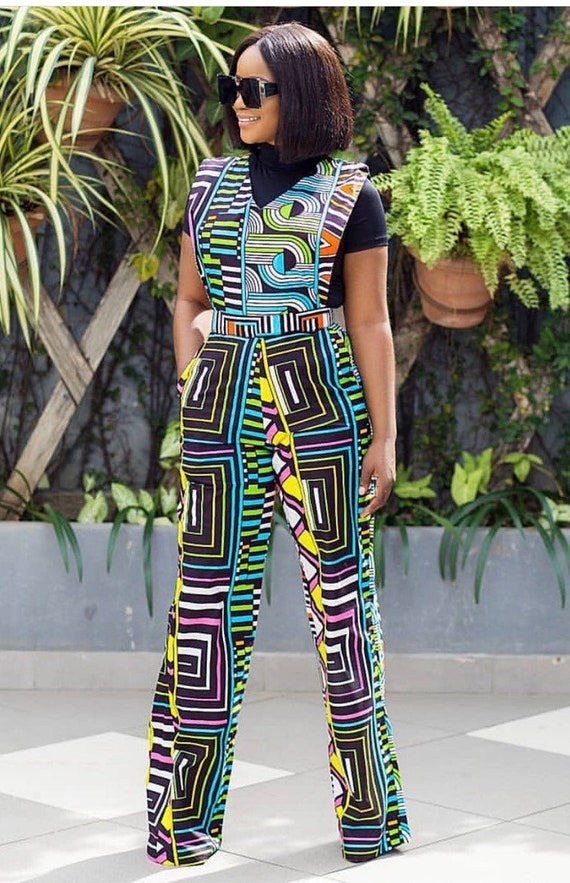 Combinaison a imprime africain Nawal vetements pour femmes africaines combinaison d Ankara vetements africains