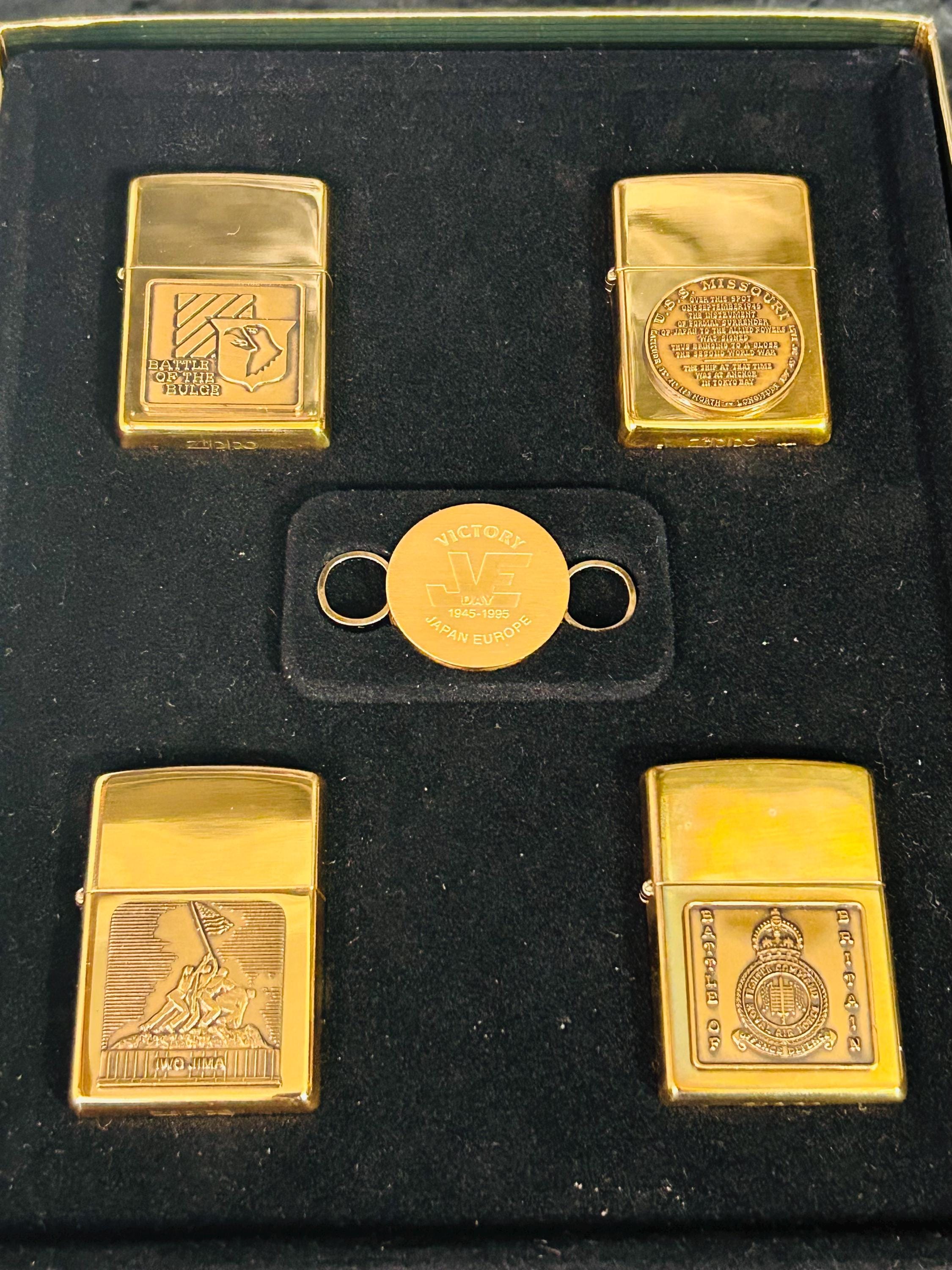 Zippo Vol 1. WWII Solid Brass Remembrance lighter set