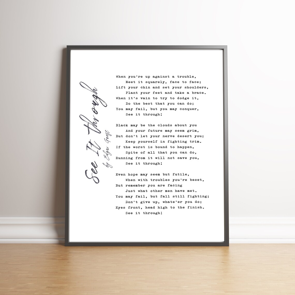 See It Through Poem Edgar Guest Encouragement Poetry Print Etsy See it through poem edgar guest encouragement poetry print etsy