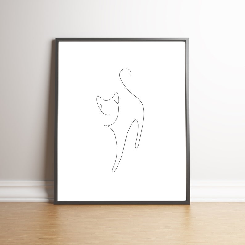 Cat line drawing one line art cat continuous line drawing | Etsy