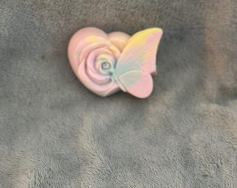 Butterfly on Rose Heart Soap- Pick your color & scent...