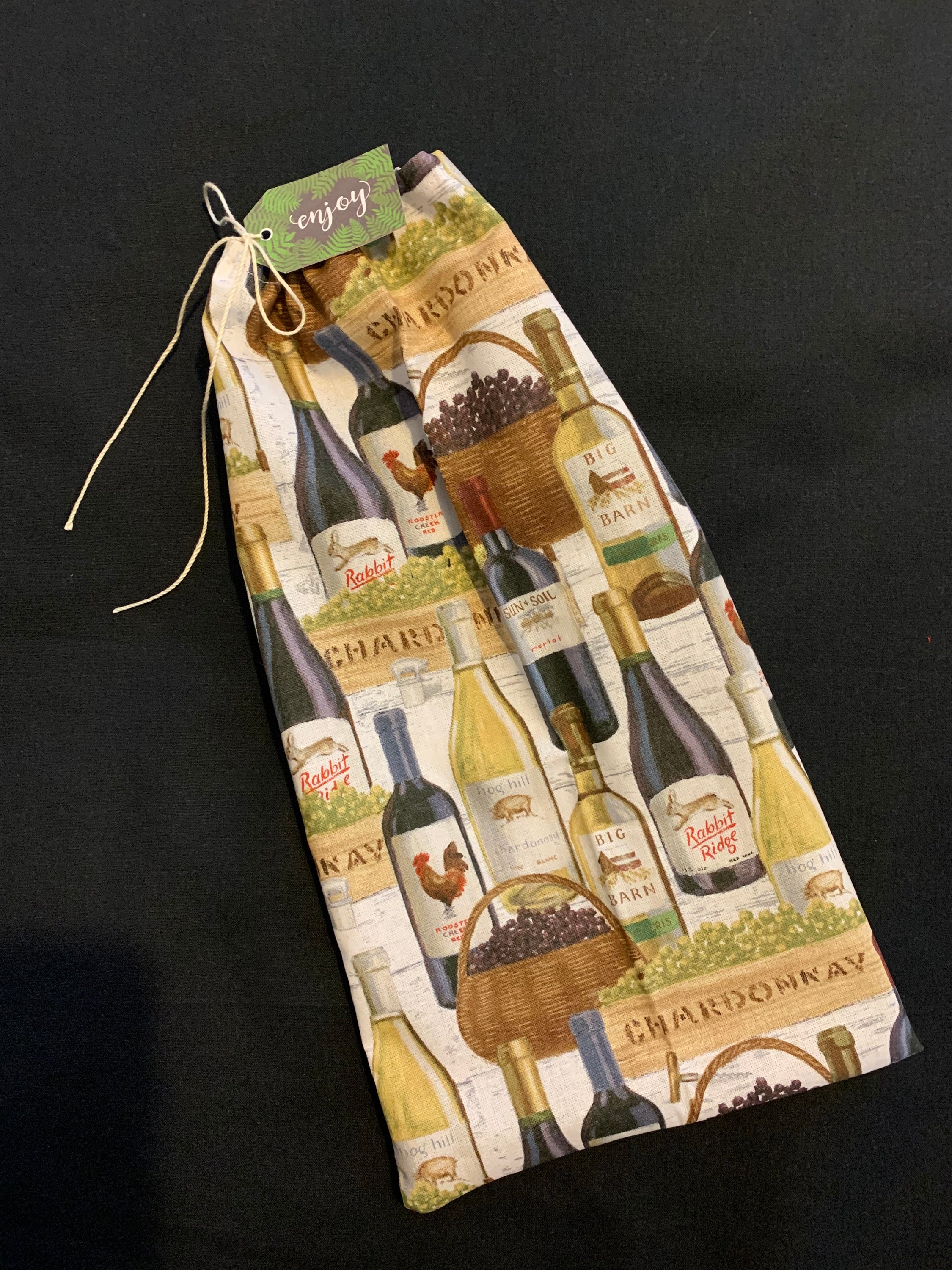 Bolsa De Regalo Para Vino De Lino Con Cordón - Tamaño 13.5x5.5 Pulgadas, Ideal Para Botellas De 750ml, Reutilizable
