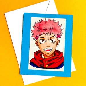 Handmade Personalized Yuji Itadori Anime Card||envelope||Jujutsu Kaisen||Present||Anime||Manga gifts||Anime Birthday Card||Greeting Card