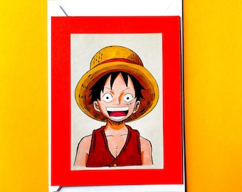 Handmade Personalized Luffy Anime Card||Card with envelope||One Piece||Present||Anime||Manga gifts||Anime Birthday Card||Greeting Card
