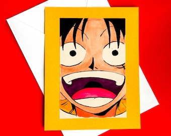 Handmade Personalized Luffy Anime Card||Card with envelope||One Piece||Present||Anime||Manga gifts||Anime Birthday Card||Greeting card