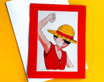 Handmade Personalized Luffy Anime Card||Card with envelope||One Piece||Present||Anime||Manga gifts||Anime Birthday Card||Greeting Card
