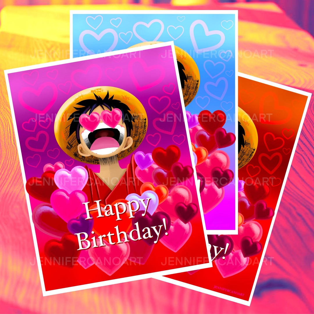 Anime Printable Happy Birthday, Greeting Card (digital Download) - Etsy