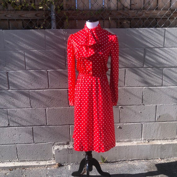 Vintage 1980’s Red And White Polka Dot Dress