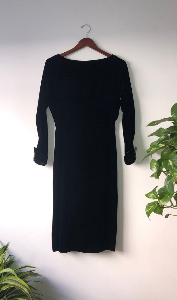 Vintage 1980’s Black Velvet Long Sleeve Dress with