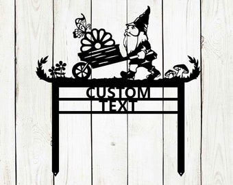 Custom Garden Gnome Sign, Personalized Garden Sign, Garden Gnome, Outdoor patio, Garden Art decor, Metal Yard Art, Mothers Day, Fathers Day