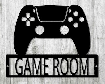 Game Room Monogram Steel Sign, Video Game Controller, Online Gaming, Game Room Decor, Video Game Sign, Custom Metal Sign, Gamer Sign
