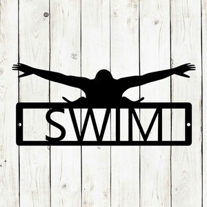 Swimming Custom Name Metal Sign, Swim Sign, Custom Name Sign, Swim, Home Decor, Kids Room Sign, Sport Sign, Personalized Sign
