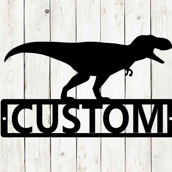T-Rex Custom Name Metal Sign, Kids Room Decor, Home Decor, Metal Sign, Game Room, T-Rex, Dino, Dinosaur Sign, Custom Kids Room, Jurassic