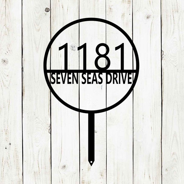 Circle Address Stake Monogram Metal Sign, Custom Address Sign, Address Sign, Family Name Sign, Wall Address Sign, Personalized Address Sign