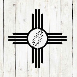 Zia Sun with Lightning Metal Sign, New Mexico, Zia Cross, Metal Art, Zia, New Mexico Sign, Metal Sign