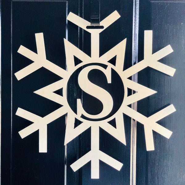 Monogram Snowflake Metal Sign, Snowflake Sign, Custom Snowflake, Winter Decor, Winter Wreath, Custom Door Hanger, Monogram, Metal Signs