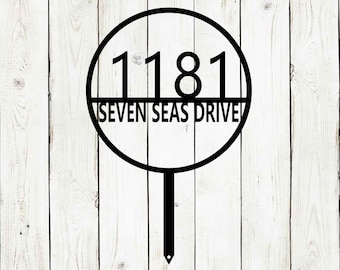 Circle Address Stake Monogram Metal Sign, Custom Address Sign, Address Sign, Family Name Sign, Wall Address Sign, Personalized Address Sign