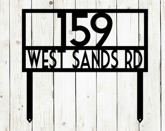 Rectangle Metal Address Sign with Stakes, Custom Address Sign, Mailbox Sign, Housewarming Gift, Metal Address Plaque, Monogram Address Sign