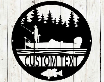 Fishing Custom Name Metal Sign, Fishing Sign, Bar Sign, Bass