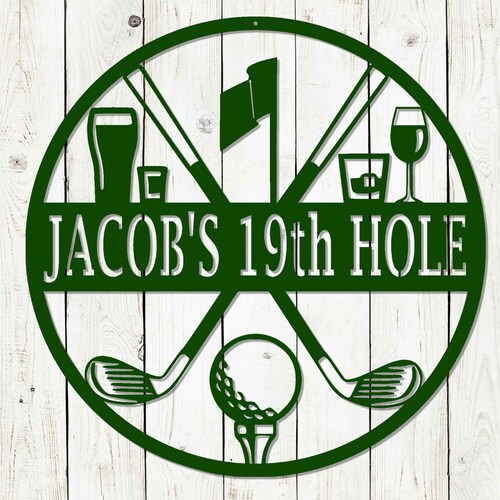 Golf 19th Hole Custom Name Metal Sign Golf Sign Bar Sign Etsy