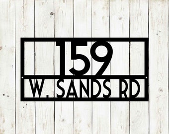 Rectangle Metal Address Sign, Custom Address Sign, Wall Mount Address Sign, Housewarming Gift, Metal Address Plaque, Monogram Address Sign