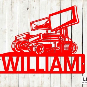 Sprint Car Custom Name Metal Sign, Race Car Sign, Dirt Track Racing Sign, Sports Sign, Super Stock, Pro Stock, Sprint Car Sign,