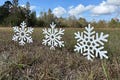 Snowflake Metal Yard Stakes, Winter Yard Decor Metal Signs