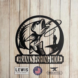 Custom Bass Fish Metal Monogram, Bass Fishing, Custom Name Sign, Monogram, Wedding Gift, Fishing Sign, Cabin Sign, Fathers Day
