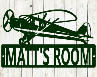 Airplane Custom Name Metal Sign, Prop Plane, Plane Sign, Airport, Kids Room Decor, Home Decor, Pilot, Aviation, Aviation Sign, Aviator