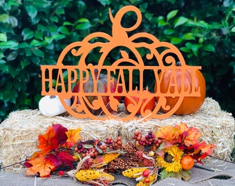 Happy Fall Yall Pumpkin Metal Sign, Fall Door Hanger, Fall Wreath, Fall Decor, Metal Signs, Home Decor, Gift Ideas, Holiday