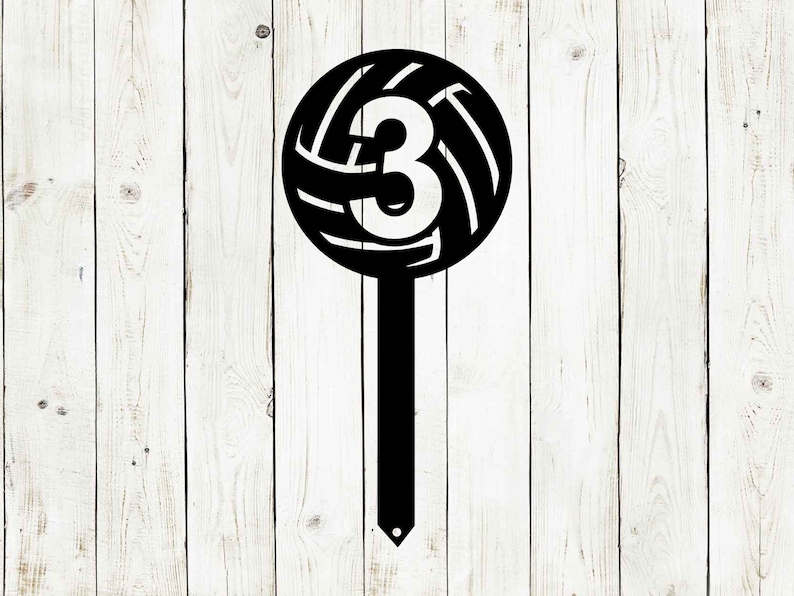 Cartel de metal de estaca personalizada de voleibol, voleibol, cartel de casco de voleibol, cartel de patio de voleibol, cartel de número de voleibol, voleibol, deportes imagen 1