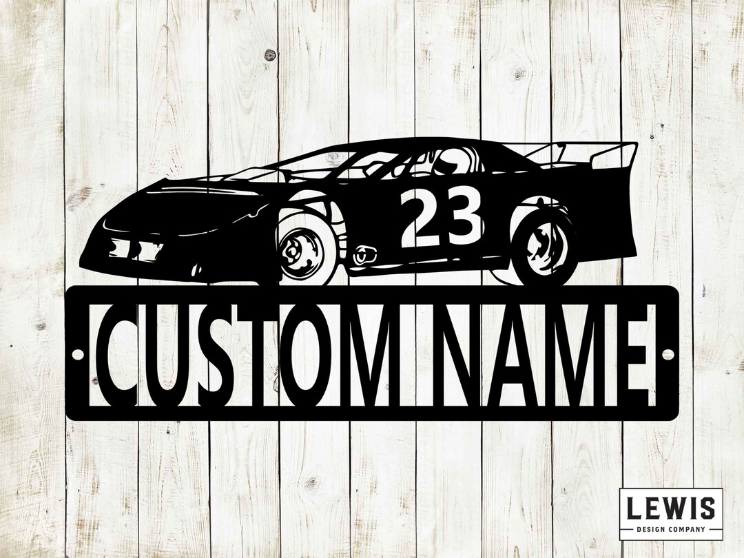 Race Car Custom Name Metal Sign, Race Car Sign, Dirt Track Racing Sign ...